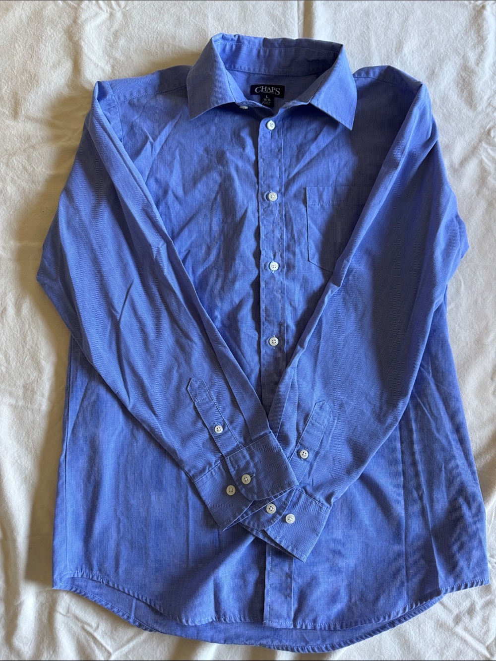 Chaps Boys Blue Long-Sleeve Button-Front Dress Shirt